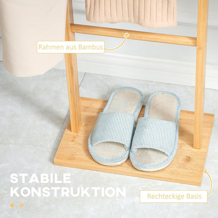 HOMCOM Garderobenständer, Kleiderständer mit 2 Haken, 3 Stangen, Jackerständer für Hüte, Kleidung, f