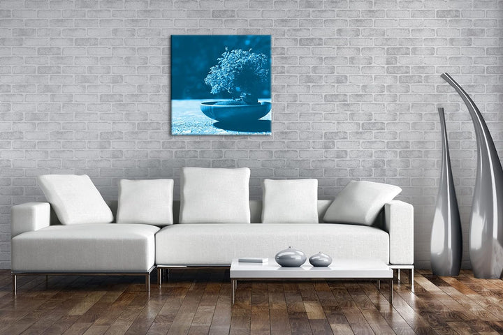 deyoli Kleiner niedlicher Bonsai Format: 70x70 Effekt: Monocrome Blau als Leinwandbild, Motiv fertig