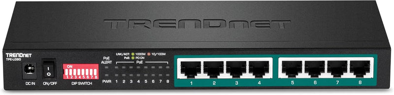 TRENDnet 8-Port Gigabit Langstrecken PoE+ Switch, 8 x PoE+ Ports, Langstrecken PoE+ erweitert Reichw