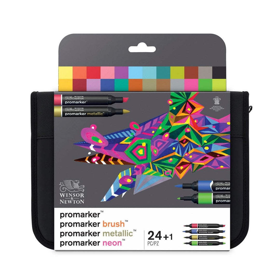 Winsor & Newton 0290037 Professioneller Layout Mixed Marker 24 Farben Set, 24 im Wallet, 2 Spitzen,