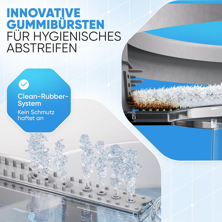 Wischmopp Set mit Eimer [2-Kammer-System mit 4 Mikrofaser Pads] Mop Wischmopp Bodenwischer | Wischer