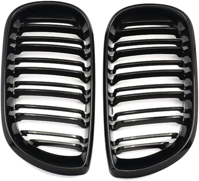 Ricoy Schwarz Glänzend Doppelsteg Niere vordere Stossstange Kühlergrill Für E46 3 Series 4 DOOR 4D 2
