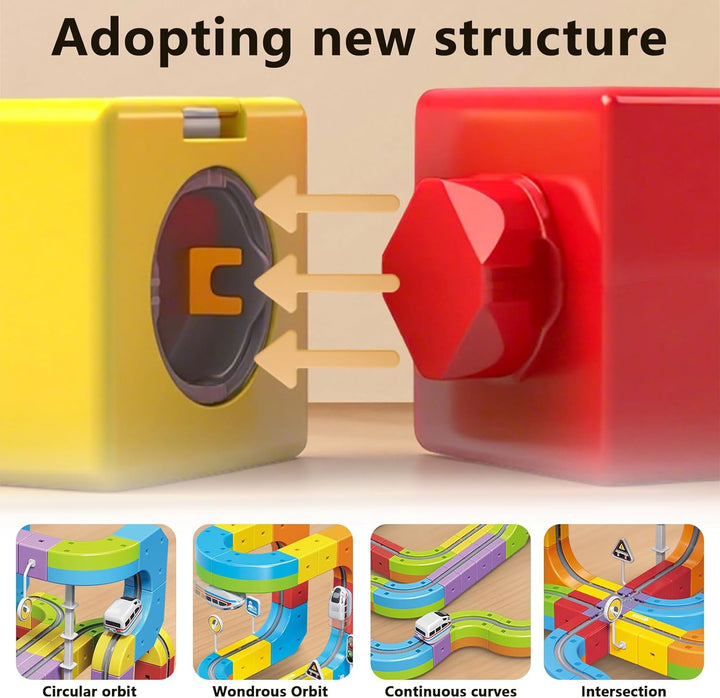 Clickrail Elektrisch Cube Track, Magnetischer Zug Spielzeug Set, Flexibler Elektrische Eisenbahn mit