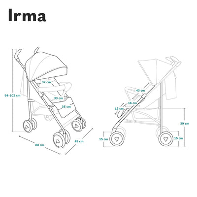 LIONELO Irma Kinderwagen bis 15 kg, Kinderwagen, leichter moderner Kinderwagen mit Liegefunktion, fa