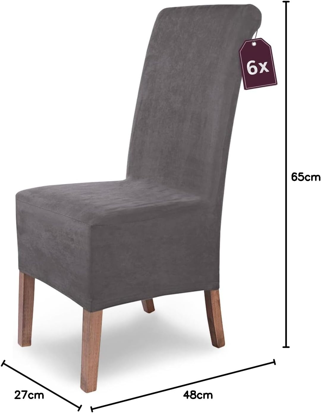 SCHEFFLER-Home Stuhlhussen 6er Set Leon Grau/elastische Wildleder Hussen für Stühle/Robustes Freisch