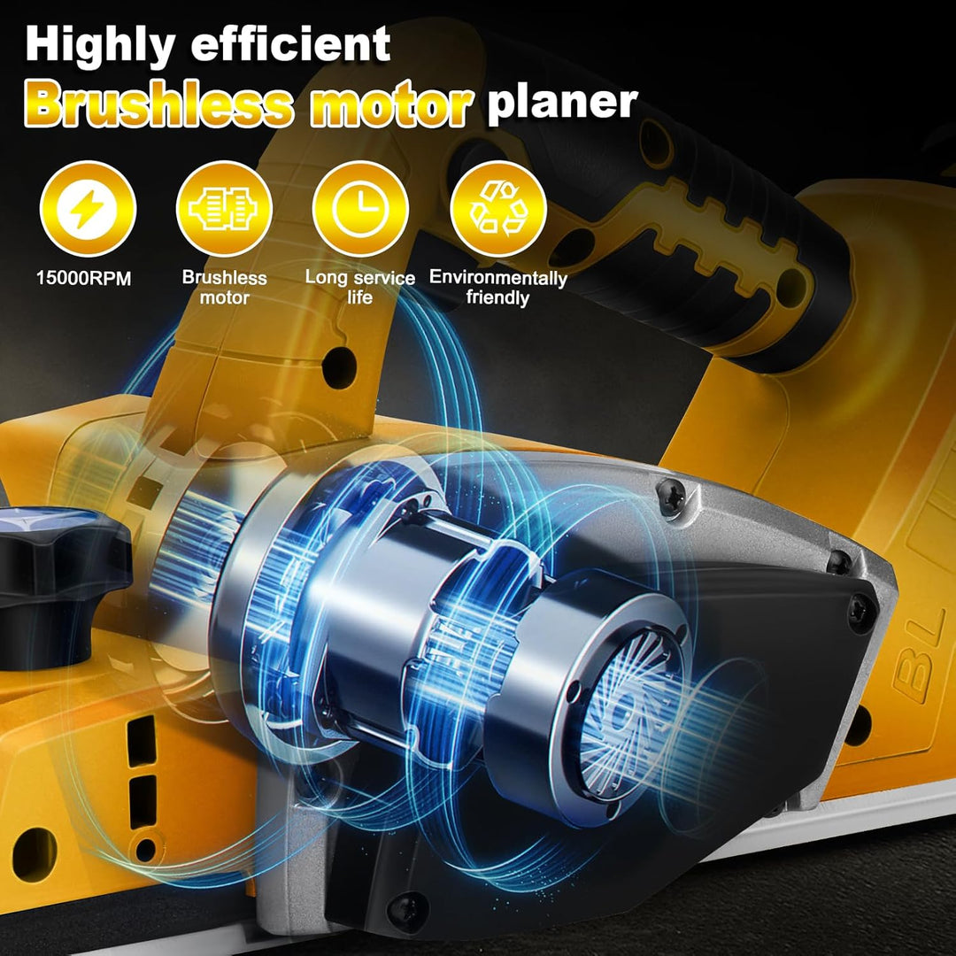 Akku Elektrohobel Holz mit 20V Akku, Bürstenlose Elektrohobel holz Hobelbreite 82mm, Spantiefe 2mm,