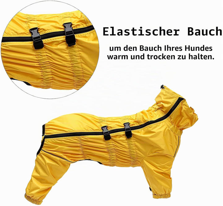Geyecete -Regenmantel für hunde mit vier Beinen,Hunde Regenjacken Hosenanzug mit Geschirr loch, refl