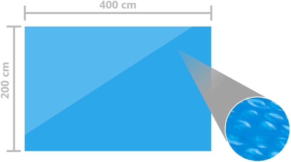 Gecheer Solar-Poolabdeckung Solarplane Abdeckplane Wärmeplane 400 x 200 cm (L x B) Mit PE-Luftpolste