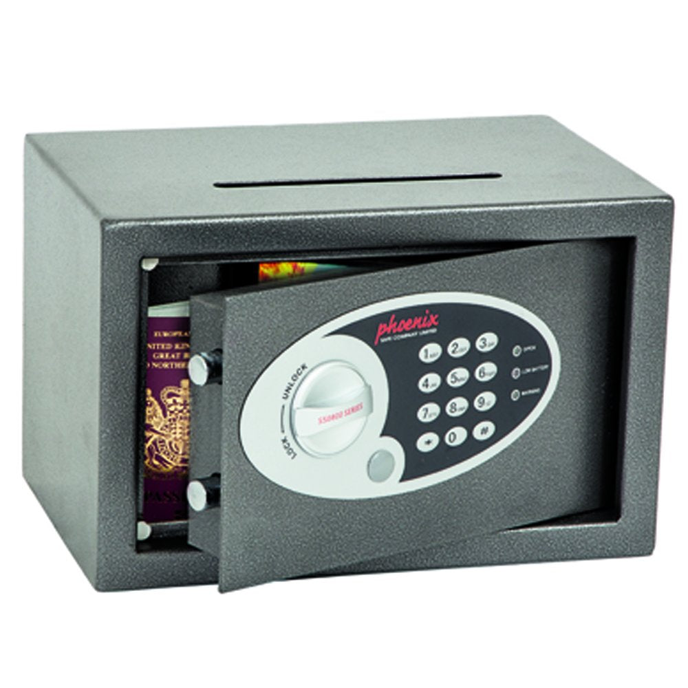 Phoenix Vela SS0801ED Deposit Home &amp; Office Safe mit elektronischem Codeschloss Graphit-Grau (klein)