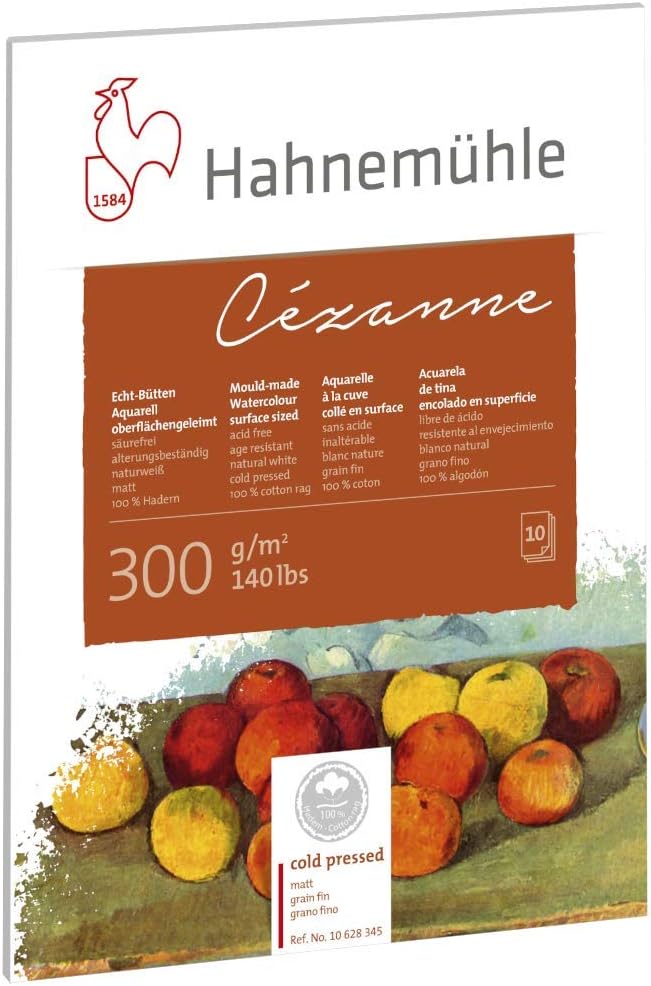 Hahnemühle 10 628 366 Cezanne Hot Press Aquarell-Blockpapier, 30x40, 300 GSM