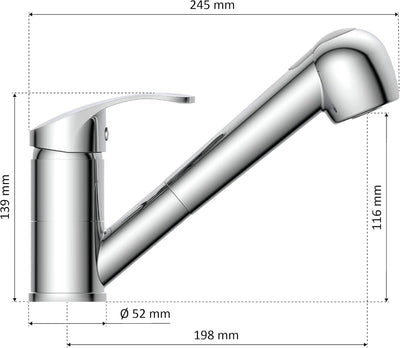 instmaier K2 Wasserhahn Küche ausziehbar | Spültischarmatur mit Geschirrbrause | Küchenarmatur mit 2