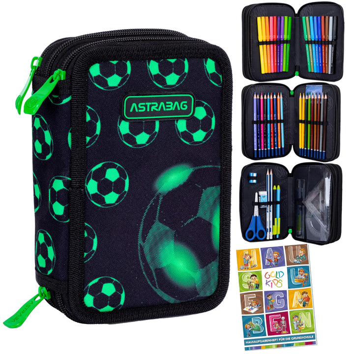 Goldkids - Federmäppchen 3 Fächer - Mäppchen für Jungen und Mädchen - Federmappe 3-Fach Federtasche