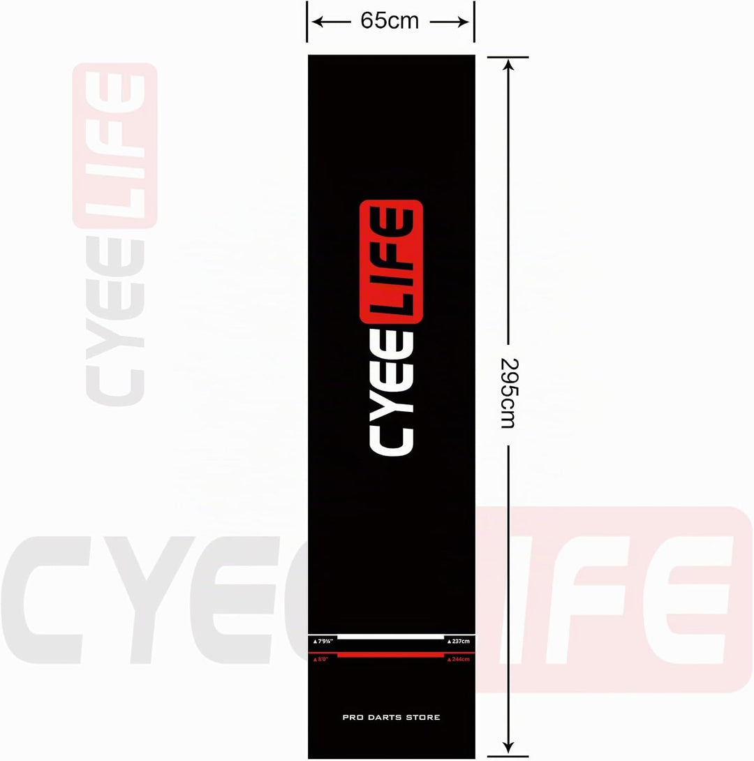 CyeeLife Dart Teppich mit Tragetasche,Dartpfeile Mat Dartmatte 65 * 295cm für Steel und Soft Darts Z