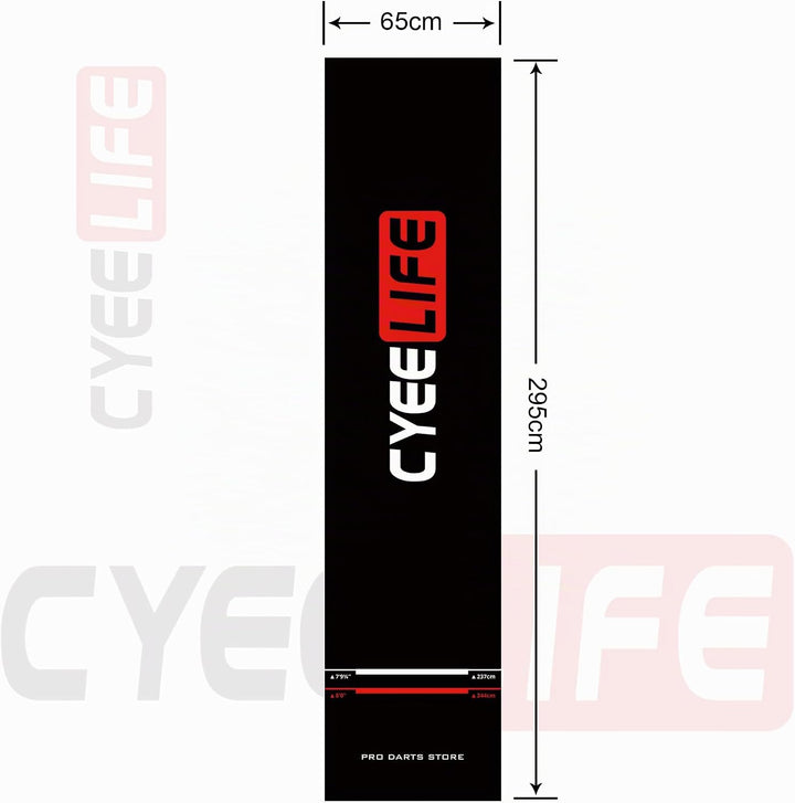 CyeeLife Dart Teppich mit Tragetasche,Dartpfeile Mat Dartmatte 65 * 295cm für Steel und Soft Darts Z