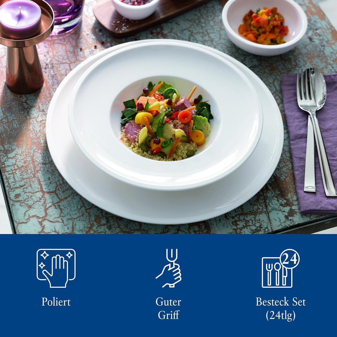 Villeroy & Boch – Victor Besteckset 48 tlg. Silber/Platin, Spülmaschinenfest, Rostfrei, Besteck Set