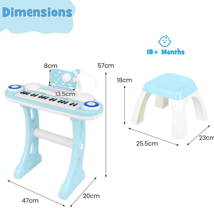 KOMFOTTEU 37 Tasten Kinderklavier Set, Elektronisches Klavier mit Lichteffekten und verstellbarem Mi