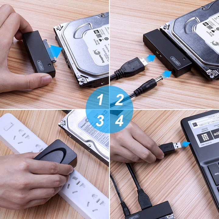 UNITEK SATA zu USB 3.0 Adapter, 6Gbps, Konverter für 2.5/3.5 HDD/SSD Festplatten und Optisches Laufw