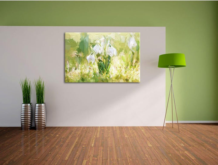 Pixxprint Schneeglöckchen als Leinwandbild/Grösse: 100x70 cm/Wandbild/Kunstdruck/fertig bespannt, 10