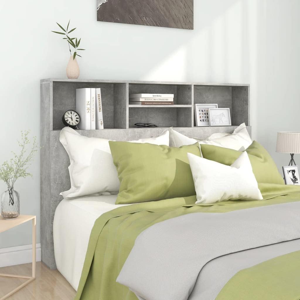 vidaXL Bett Kopfteil mit Ablagen und Regal - Wand-Kopfteil Bücherregal Betthaupt Schlafzimmer Betong