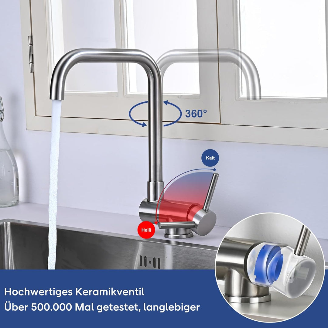 Küchenarmatur BuntHaus, Wasserhahn Unterfenster, Spültischarmatur Vorfenster, Wasserhahn umklappbar