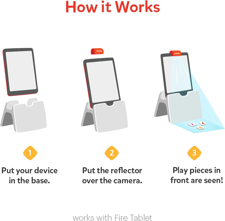 Osmo Little Genius Starter-Set für Feuer-Tablet + frühes Mathematikabenteuer – 6 Lernspiele – Alter