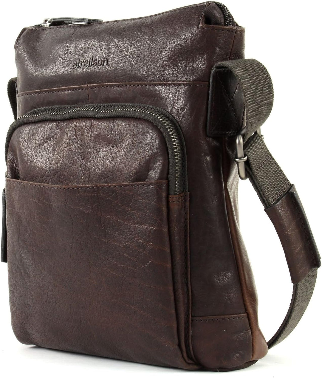 Strellson - Coleman 2.0 kleine Schultertasche für Herren, Leder Tasche, Dunkelbraun