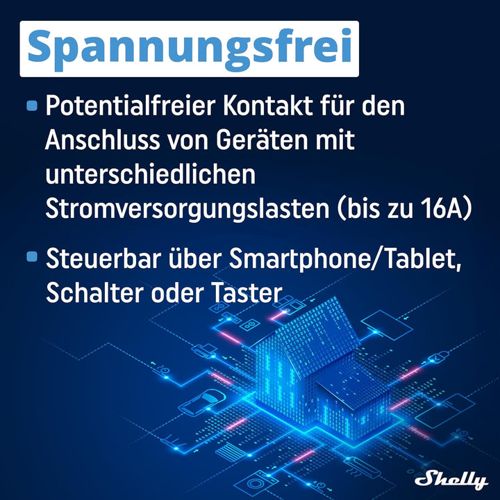 Shelly Qubino Wave 1 | Z-wave Smart-Schalter-Relais, 1 Kanal 16 A mit Trockenkontakt | Hausautomatio