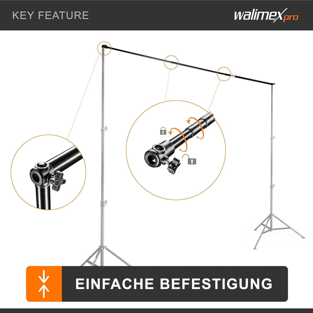 Walimex pro 15228 Teleskop Hintergrundstange (120-307 cm) 120-307 cm