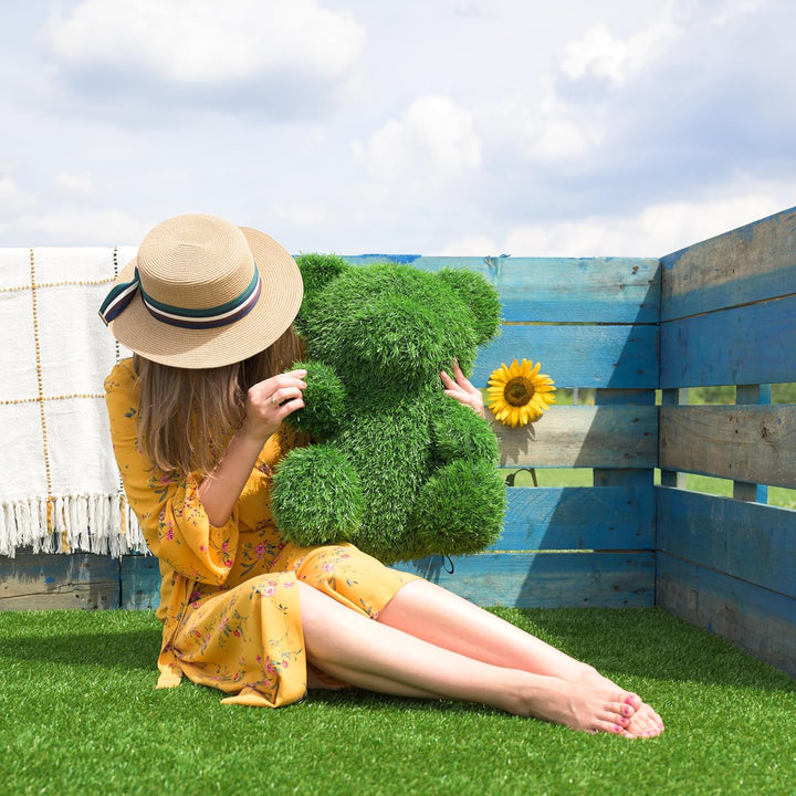 Dekorative Figur Grasbär aus Kunstrasen, wetterbeständig, mit Befestigungsstiften – ideal als Garten