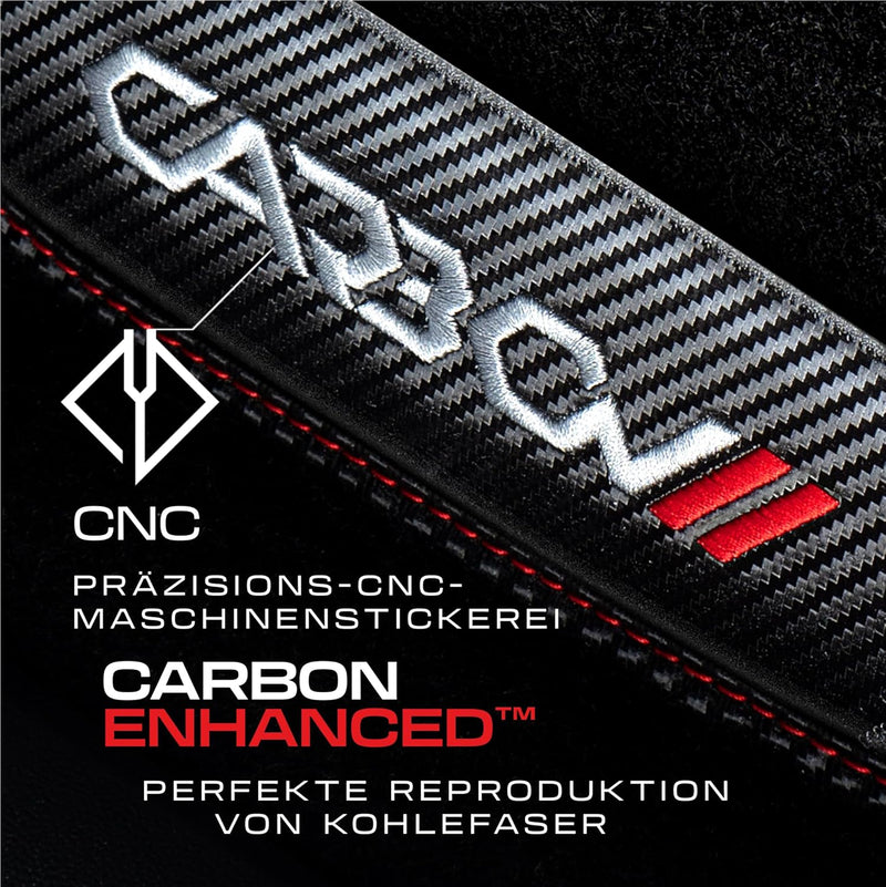 M MOTOS Personalisierte Velours-Fussmatten Carbon Series für Citroen C4 Picasso I 2006-2012 - Premiu