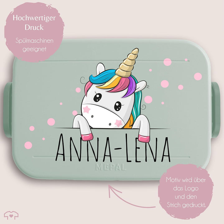 Kinder Bento Box Midi für Mepal Bentobox - Einhörner - Brotbox Einhorn süss Lunchbox Unicorn I - 900