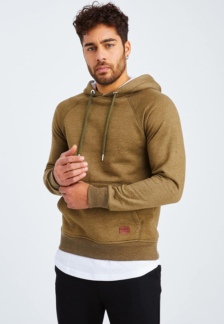 Leif Nelson Herren Pullover Hoodie Kapuzenpullover Longsleeve Basic Sweatshirt Sweater LN8153 S Khak