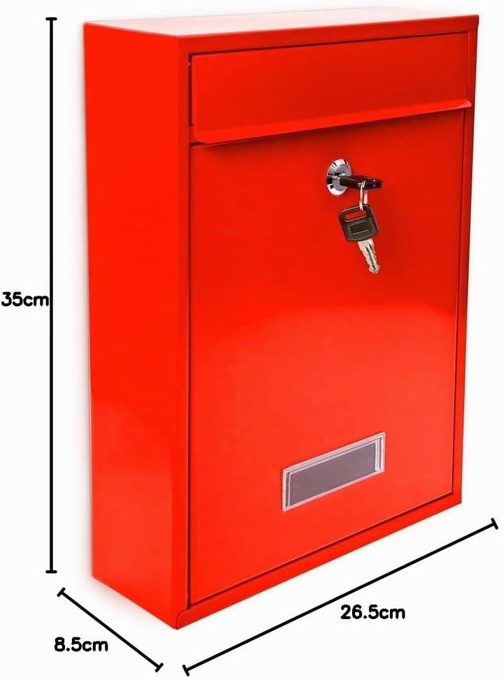 Relaxdays Design Briefkasten Metall Rot 26,5 x 35 x 8,5 cm, Rot