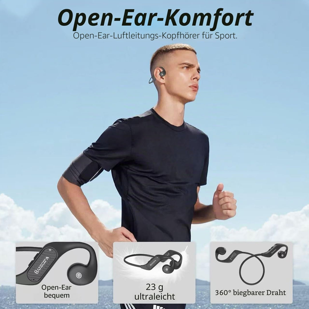 BANIGIPA Open Ear Kopfhörer, Bluetooth 5.3 Headset mit eingebauten Mikrofonen für Büro und Arbeit, l