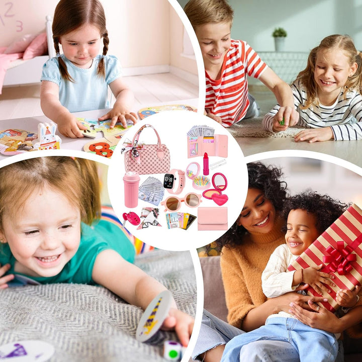 Spielhandtasche Für Kinder - Kleinkind Handtasche Mit Spiel-Kosmetik,Prinzessinnen Verwandlungsspiel