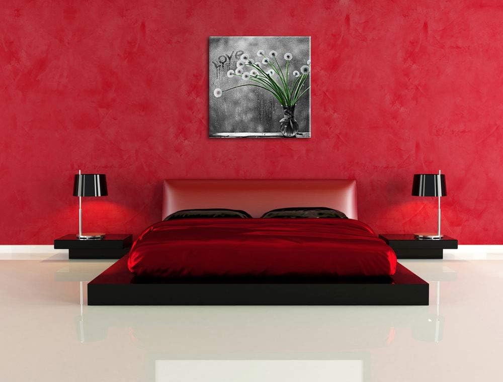 Pixxprint Pusteblumen bei Regen als Leinwandbild/Grösse: 70x70 cm/Wandbild/Kunstdruck/fertig bespann