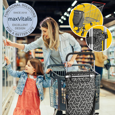 maxVitalis Einkaufstrolley Treppensteiger mit Kühlfach, Einkaufsroller klappbar, Shopping Trolley hö