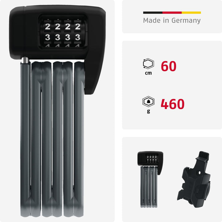 ABUS Faltschloss Bordo Lite 6055C SH - mit Halterung und Zahlencode - Extra-leichtes Zahlenschloss a