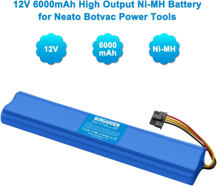 Werkzeugakkus 12V 6000mAh NI-MH Akku Kompatibel mit Neato Botvac 70, 70E, 75, 80, 85 Staubsauger, Er