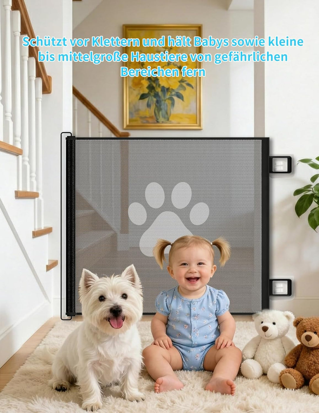 Treppenschutzgitter Ausziehbar für Babys, 0-130cm Treppenschutzgitter Türschutzgitter Ausziehbar Gee