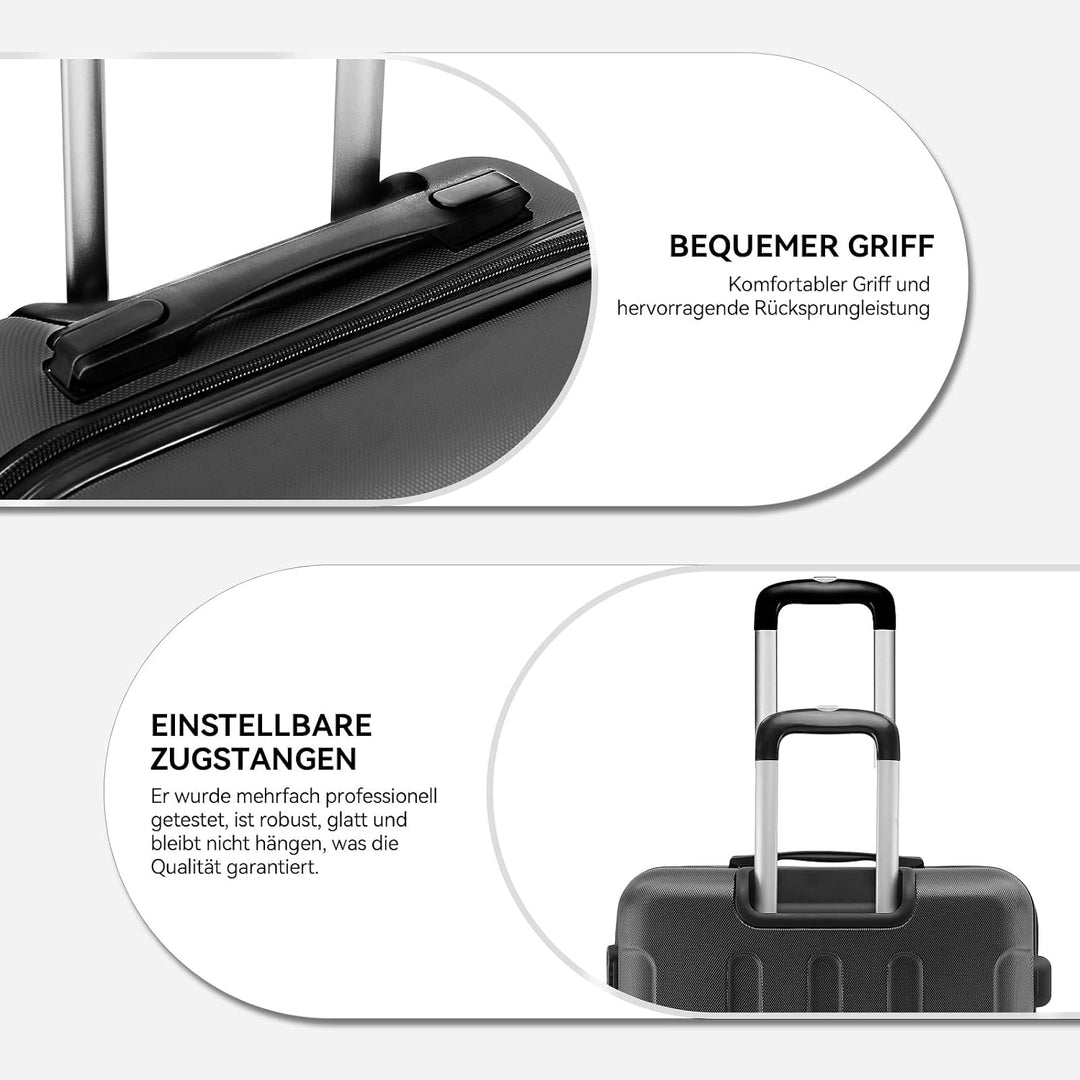 BEIBYE- Hartschalenkoffer Koffer Trolley Rollkoffer Reisekoffer Zahlenschloss 4 Zwilings-Rollen (Bla