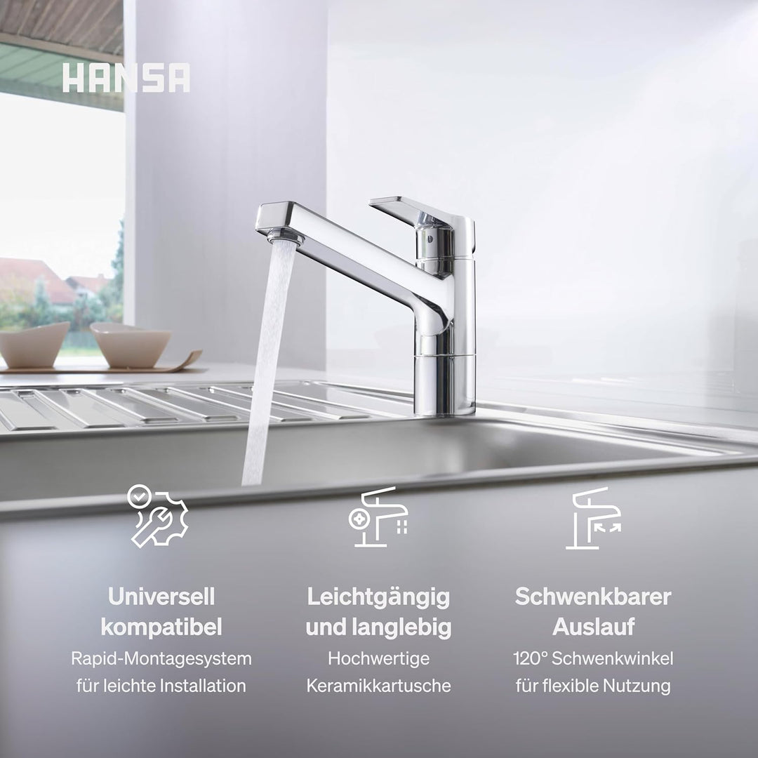 Hansa 09142283 Spültisch-Einhand-Einlochbatterie Hansatwist 0914, verchromt