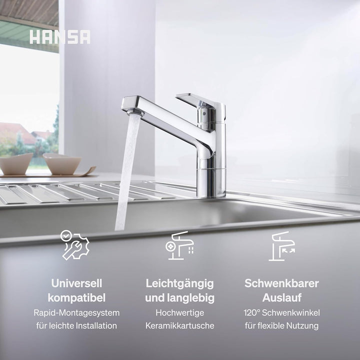 Hansa 09142283 Spültisch-Einhand-Einlochbatterie Hansatwist 0914, verchromt