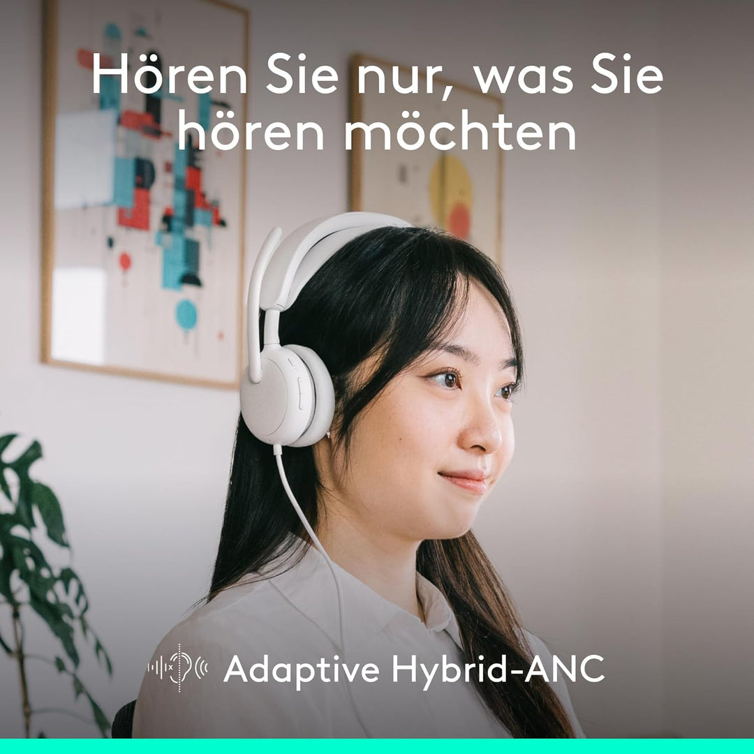 Logitech Zone Wired 2 – Headset mit Geräuschunterdrückung und Adaptive Hybrid-ANC, USB-C mit USB-A-A