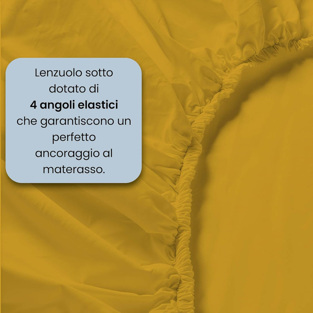 Italian Bed Linen Max Color Bettwäsche-Set, Mustard, Doppelte, Mustard