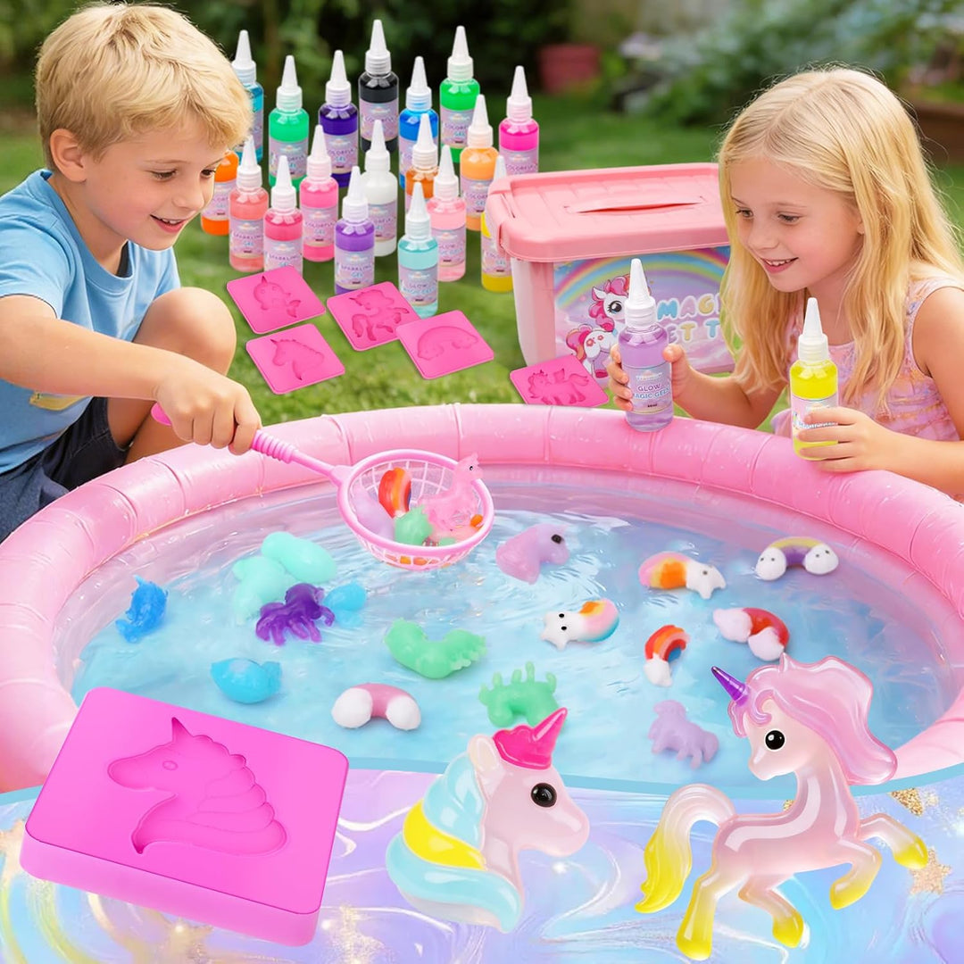 Tibimon Einhorn Magic Water Elf, DIY 3D Magisches Wasser Gel Spielzeug, 20 Magischem Gel und 16 Form