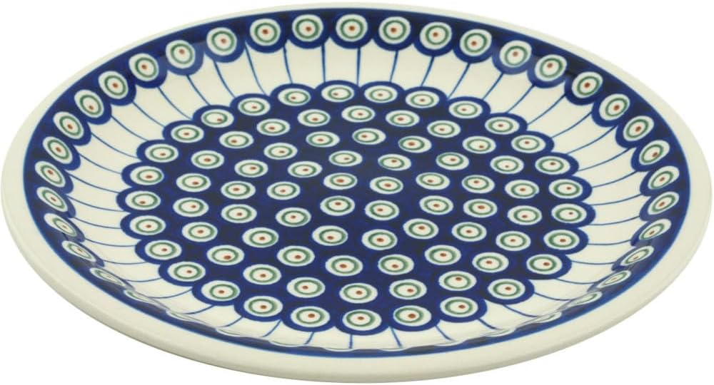 Original Bunzlauer flacher Teller/Pizzateller/Essteller Ø27.2 cm, H=3.0cm Dekor 8