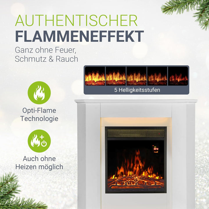 Juskys Elektrokamin 1000 / 2000 W mit Heizung, Kaminfeuer, Flammeneffekt, Fernbedienung, LED Beleuch