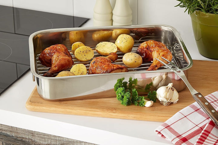 Menax - Auflaufform - Bräter mit Rost - Backblech mit Antihaftbeschichtung - Ofenform - Bratform für