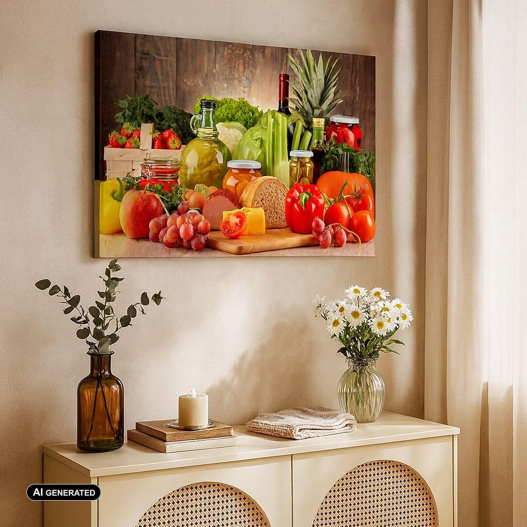 Bilder auf Leinwand Lebensmittel Gemüse Brokkoli Fleisch Leinwandbild 70x50cm Wandbilder Dekoration